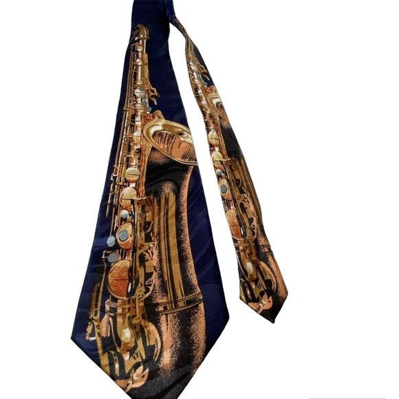 Bundle of 2 Vintage Ties 52x4 Italian Fratello Saxophone, Looney Tune Bugs & Taz - Picture 3 of 12